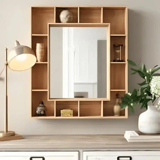 Mirror with units storage -NW-Brown -90x15x90 cm