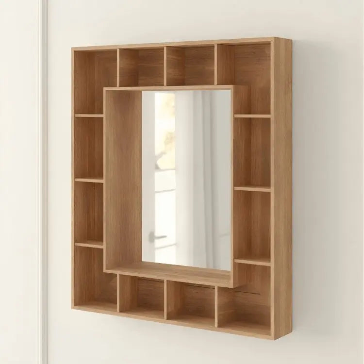 Mirror with units storage -NW-Brown -90x15x90 cm