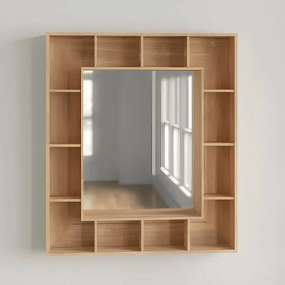 Mirror with units storage -NW-Brown -90x15x90 cm