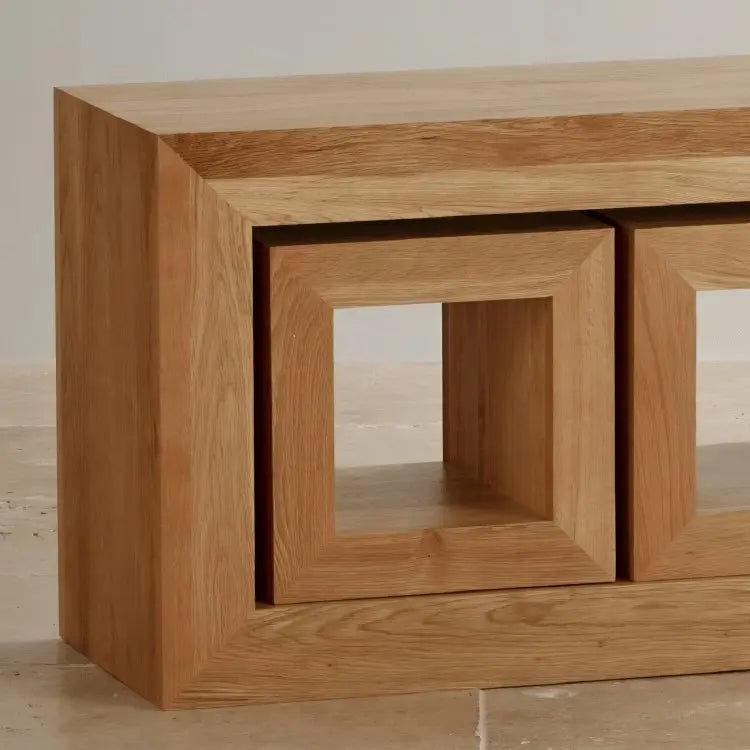 3 طاولات متداخلة - بني - 90x35x50 سم