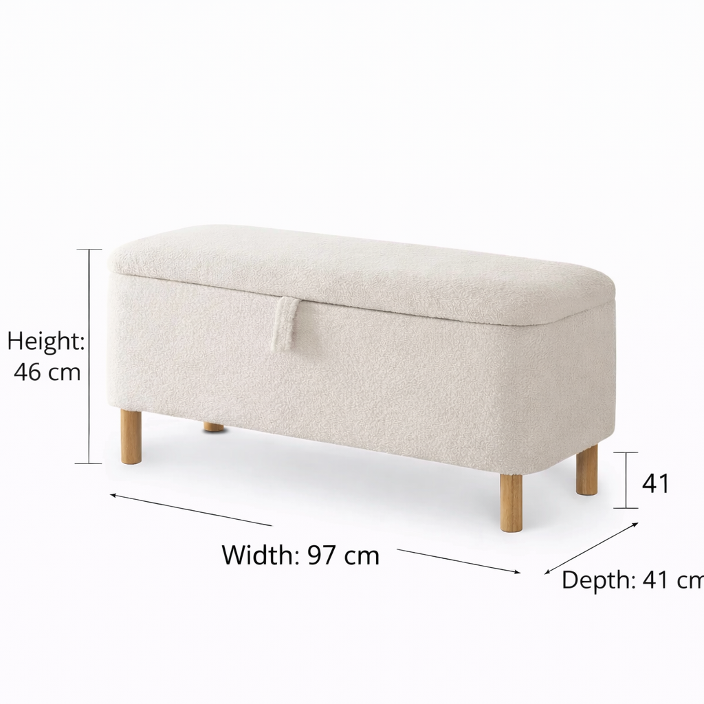 Banquette ( Storage ) - MDF Wood - Multi Size - Panda Fabric - 97x41x46 cm