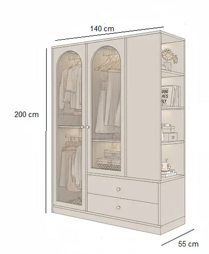 Wardrobe - MDF Wood - Beige - 140x55x200 cm