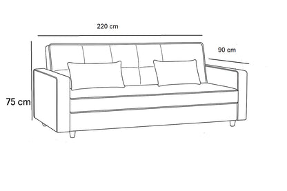 Sofa Storage - Beech Wood - Linen Fabric - Grey - 220×90×75 cm - Cataloug