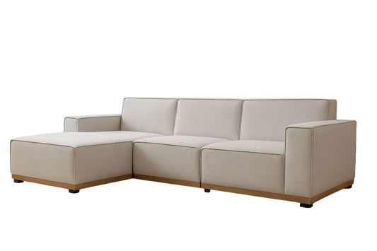 Sofa Beech Wood Linen White 350×180×75 cm - Cataloug