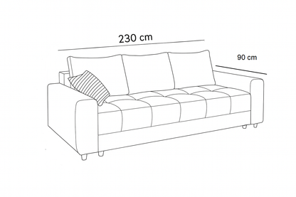 Sofa Beech Wood Linen Dark Grey 230×90