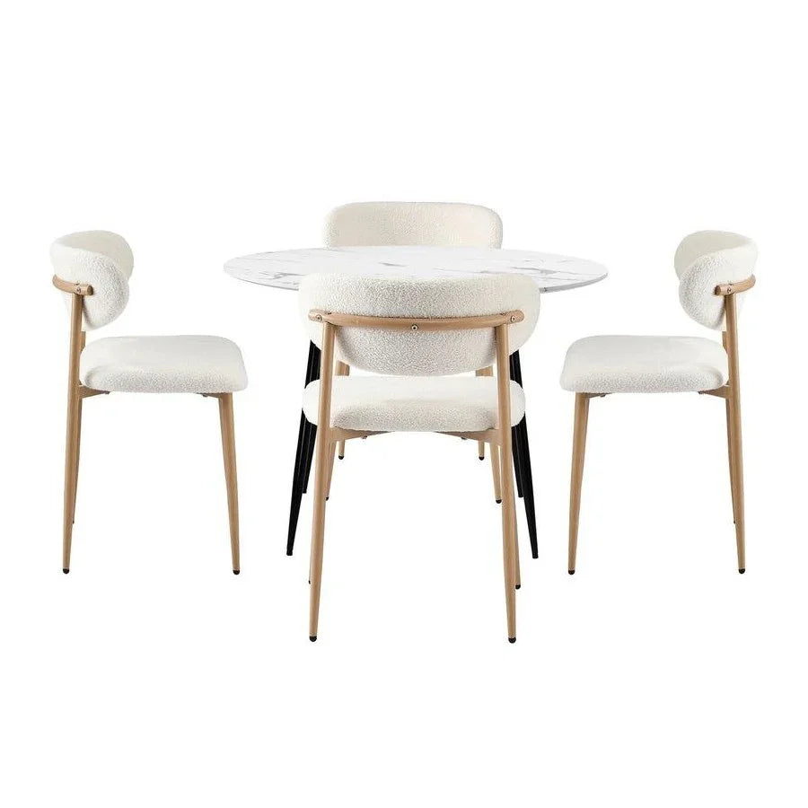 Dining Table set - MDF wood -4 chairs - Round - 90x75 CM