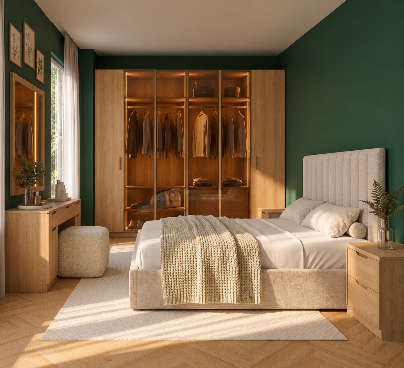 Full Bedroom  - MDF Wood - Beige