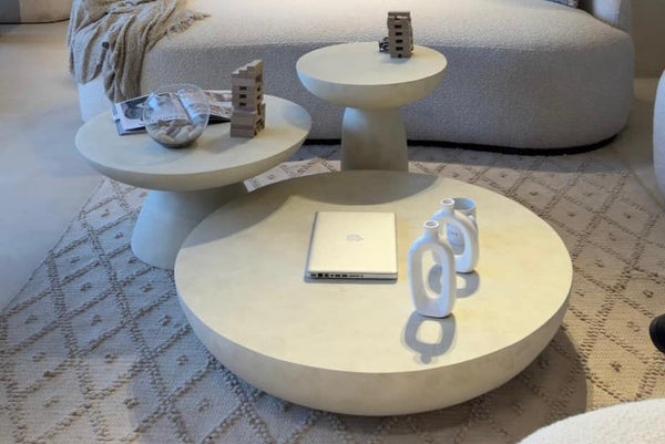 3 Tables - Fiber Glass - Offwhite- Multi Size