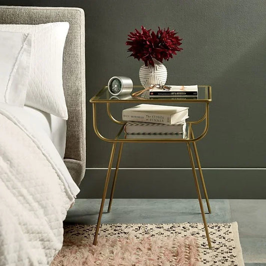 Commode - Steel - Glass - Gold - 65x50x40 cm - Cataloug