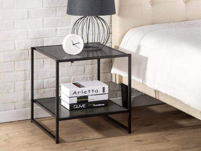 Commode - Steel - Glass - Black - 60x50x40 cm - Cataloug