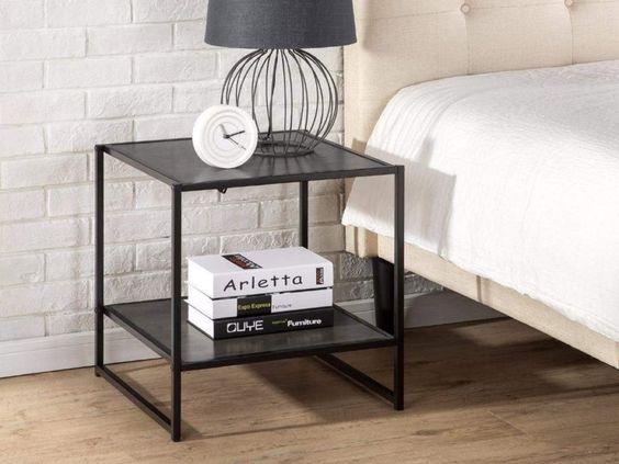 Commode - Steel - Glass - Black - 60x50x40 cm - Cataloug