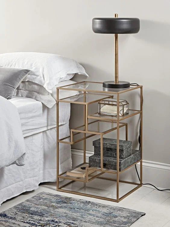 Commode - Steel - Glass - Gold - 90x60x40 cm - Cataloug