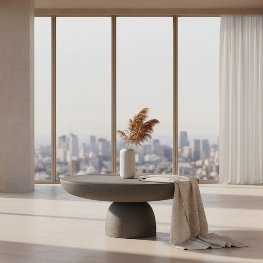 Side Table - Fiber Glass - Grey - 70x35 cm