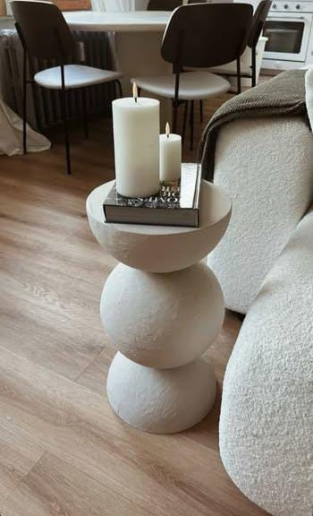 Side Table - Fiber Glass - Beige - 35x65 cm