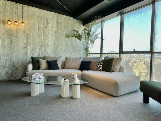 Coffe Table - Fiber Glass - Beige - 130x70 cm