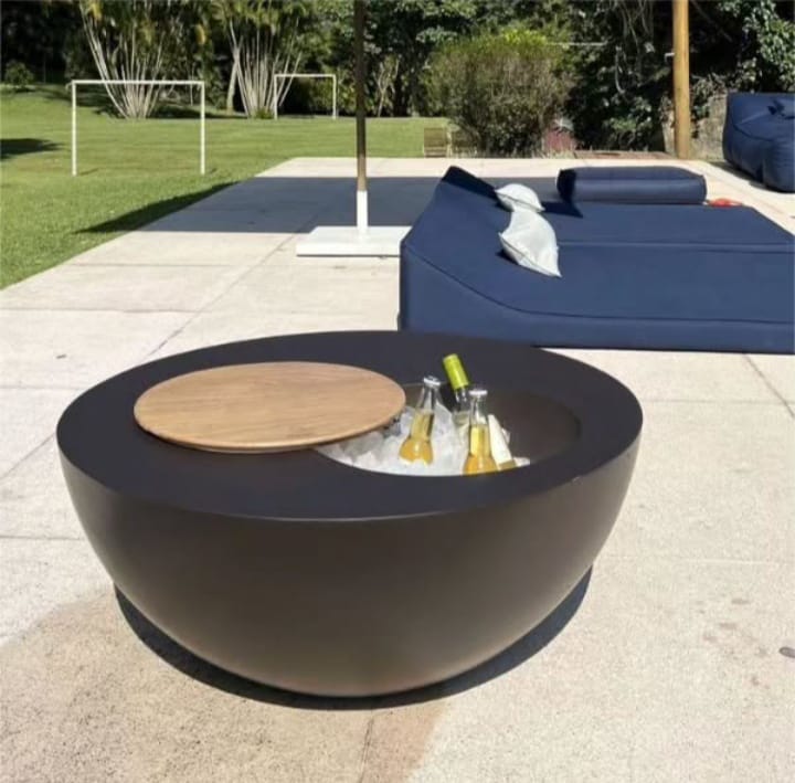 Table - Fiber Glass - Black - 90x60 cm