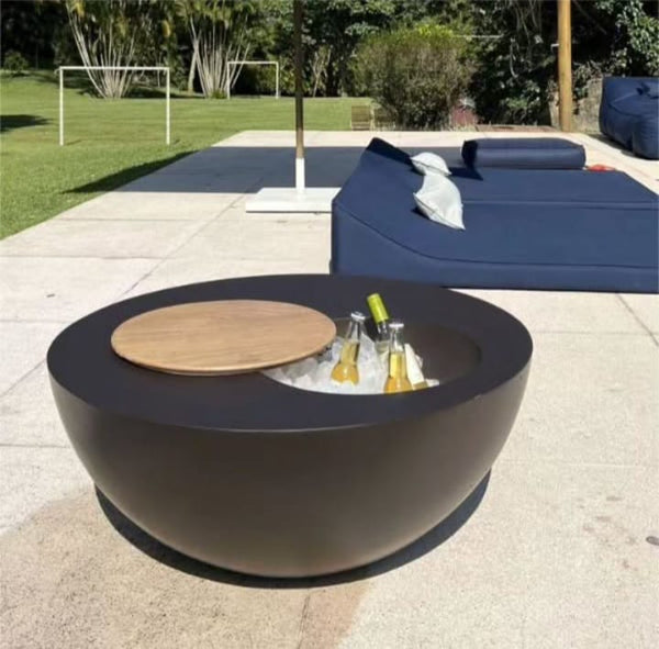 Table - Fiber Glass - Black - 90x60 cm