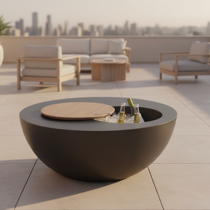 Table - Fiber Glass - Black - 90x60 cm