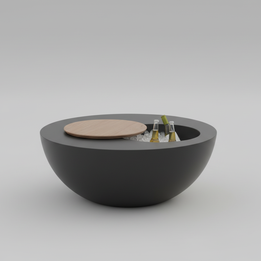 Table - Fiber Glass - Black - 90x60 cm