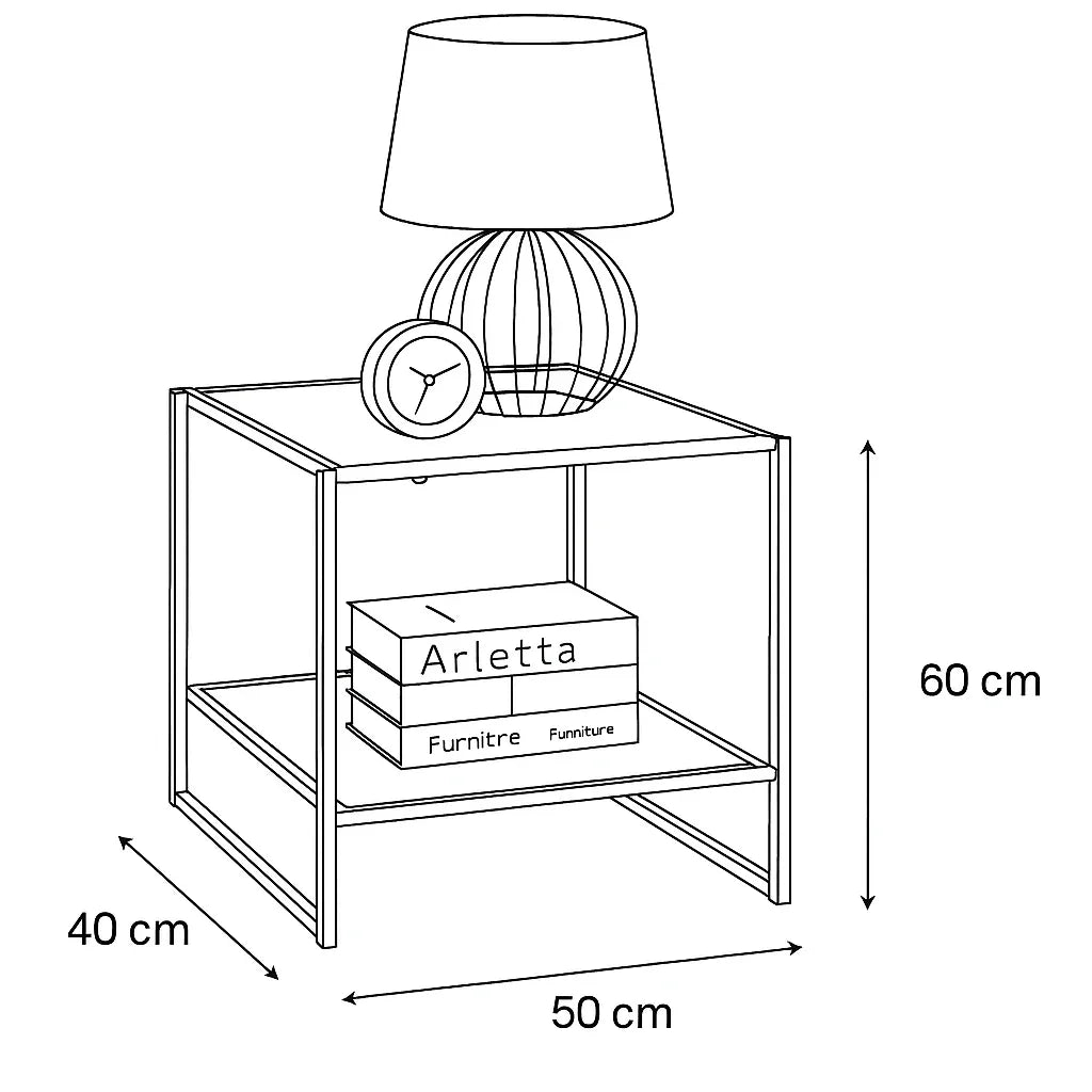 Commode - Steel - Glass - Black - 60x50x40 cm - Cataloug