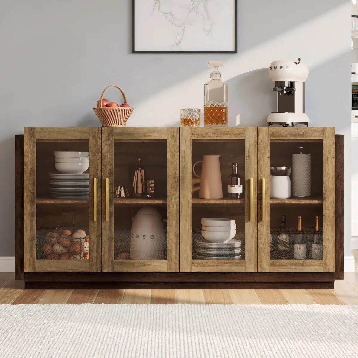 Buffet - MDF Wood - Beige & Brown - 170x80x40 cm