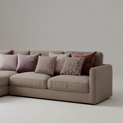 Sofa - L shape - Beech Wood - Beige - 280 x90 cm