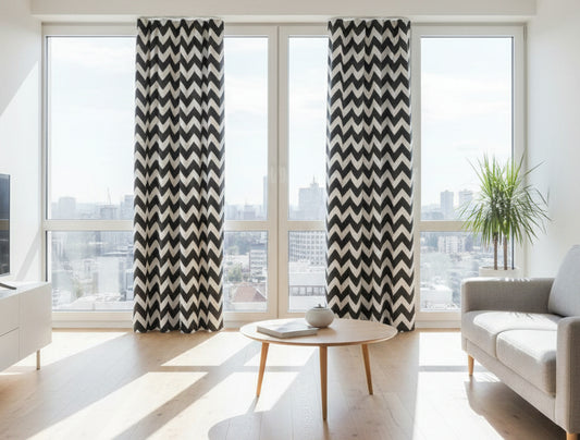 Single Side Zigzag Curtain - Printshop -  Multicolor - 150 x 270 cm