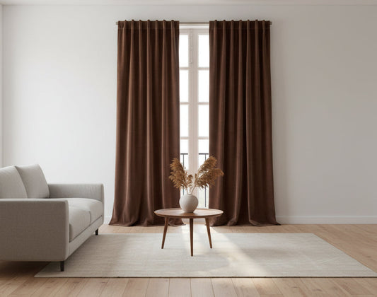 Single Side Curtain - Velvet - Brown - 150 x 270 cm