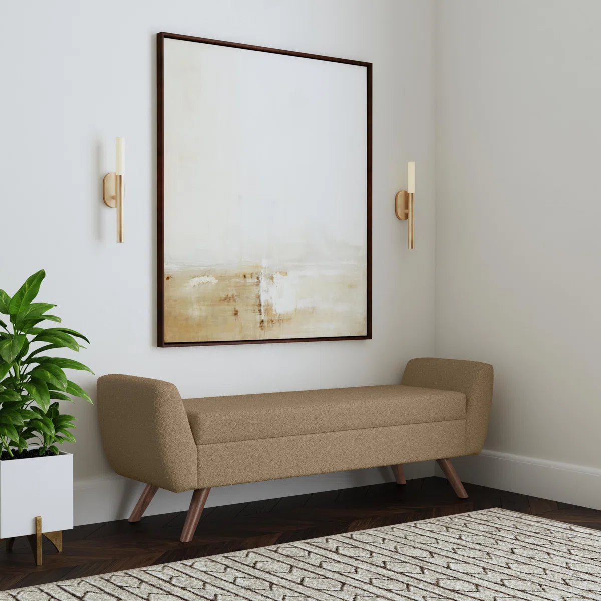 Banquette ( Storage ) - MDF Wood - Multi Color - Linen - 152x43x45 cm