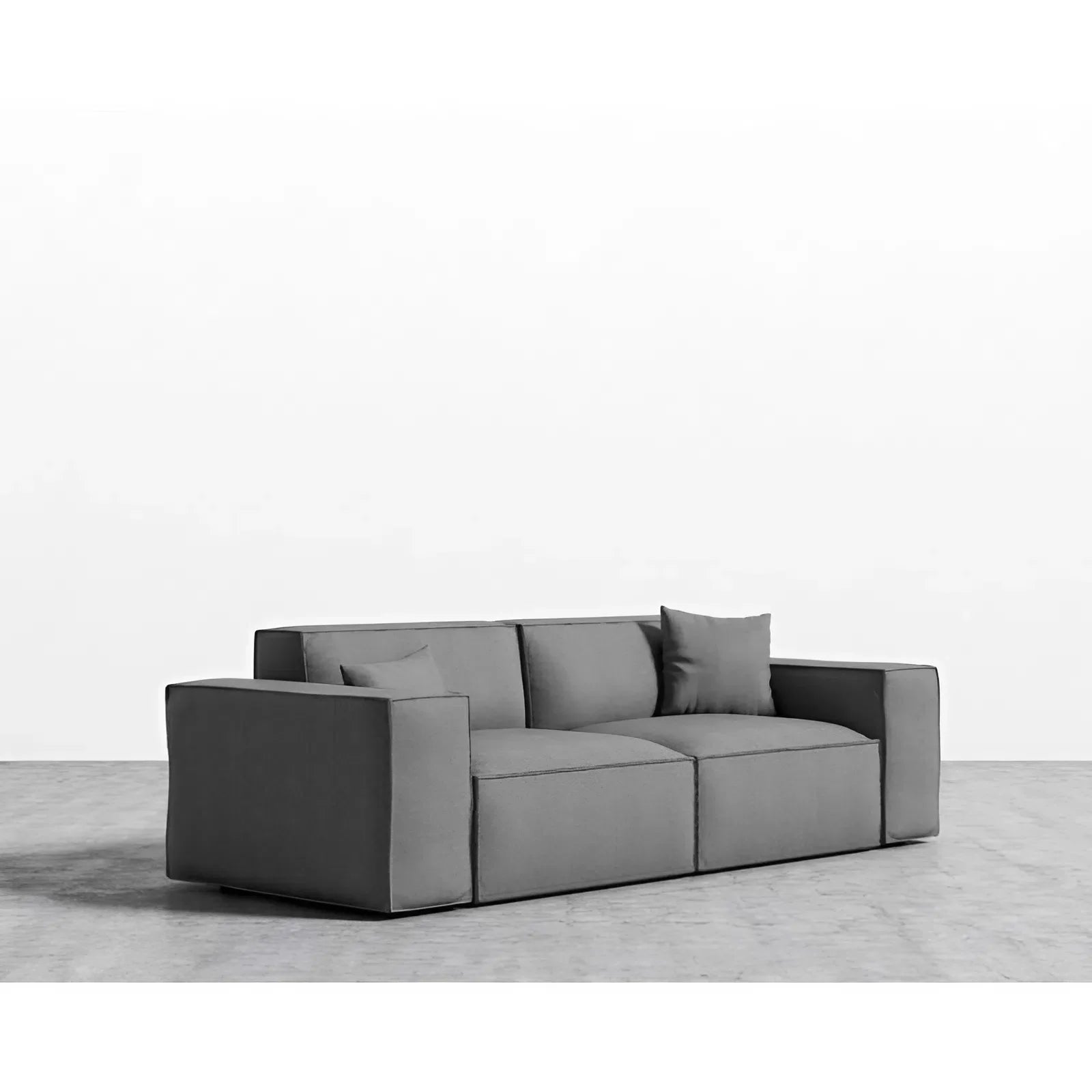 Sofa - Beech Wood - Linen Fabric - Grey - 200x90x75 cm - Cataloug