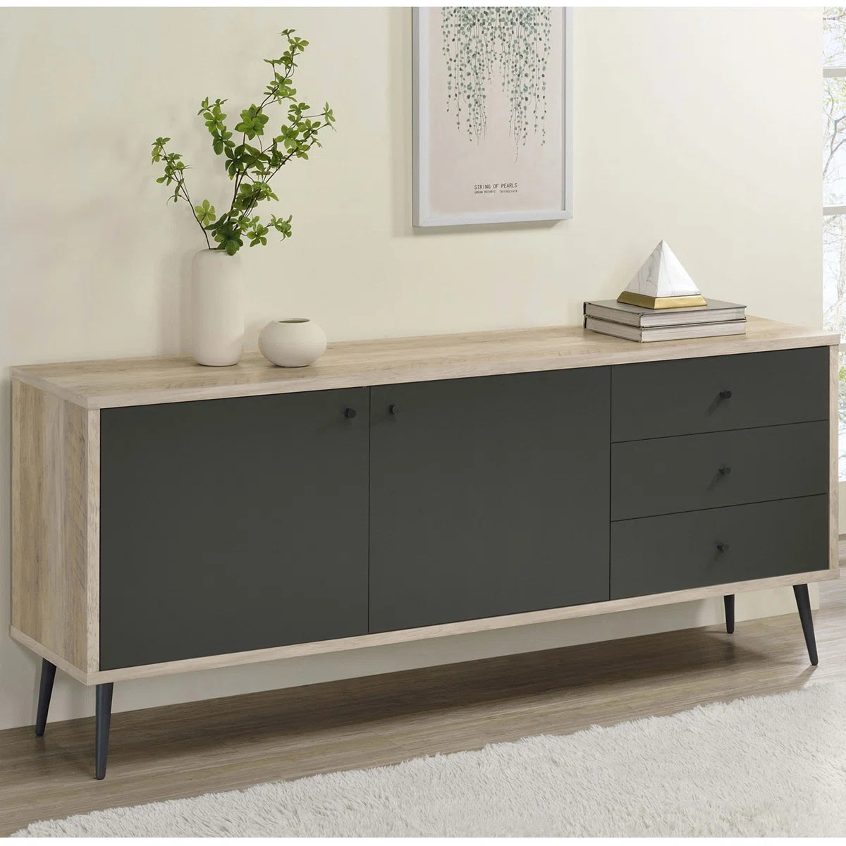 Buffet - MDF Wood - Gray & Beige - 160x80x40 cm