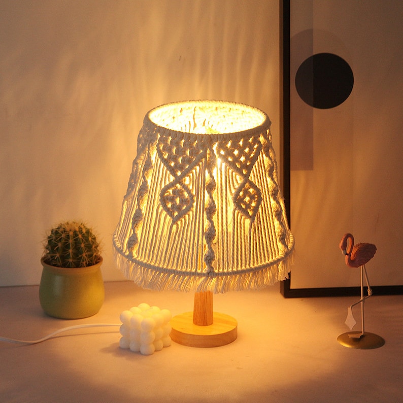 Table Lamp -Steel & Cotton Yorn- Off White- 40x25 cm