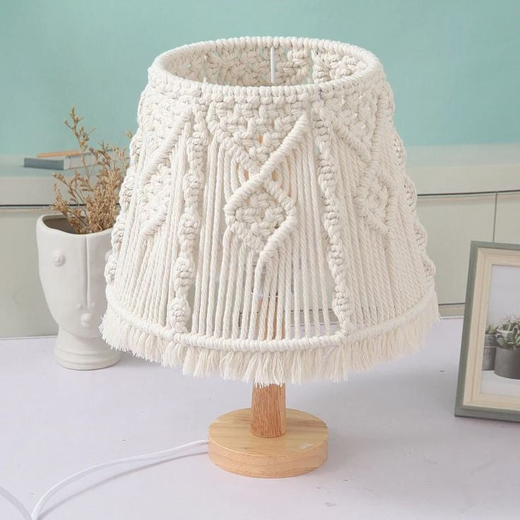 Table Lamp -Steel & Cotton Yorn- Off White- 40x25 cm