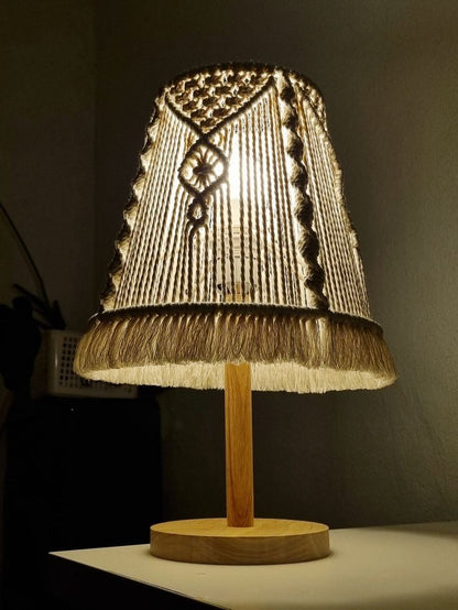 Table Lamp -Steel & Cotton Yorn - Off White- 40x25 cm