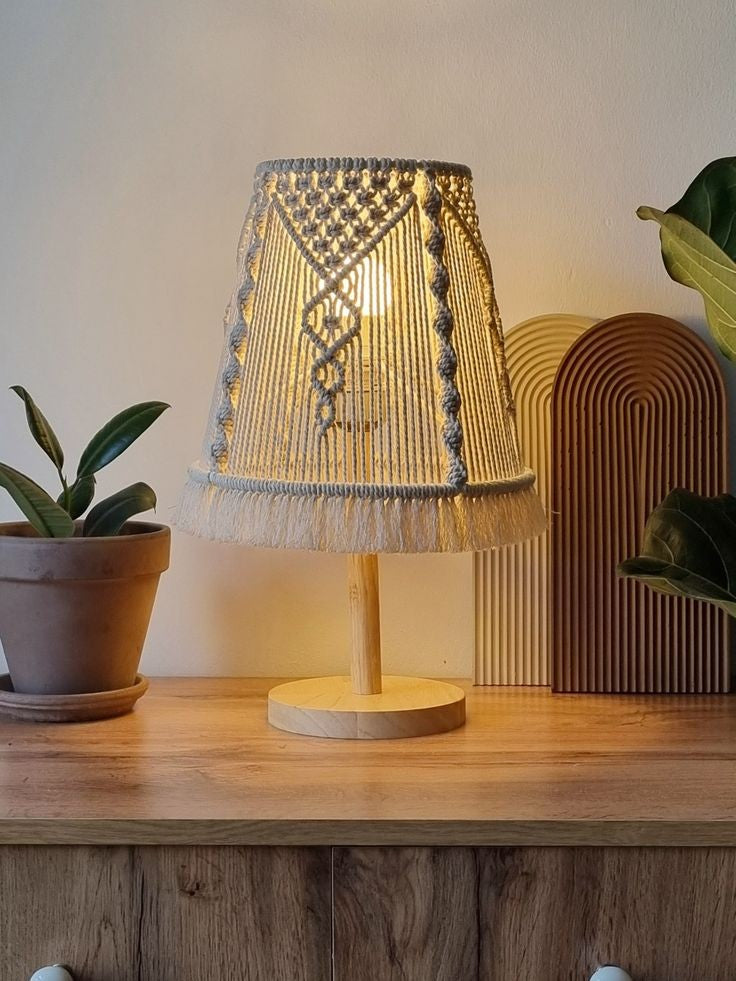 Table Lamp -Steel & Cotton Yorn - Off White - 40x25 cm