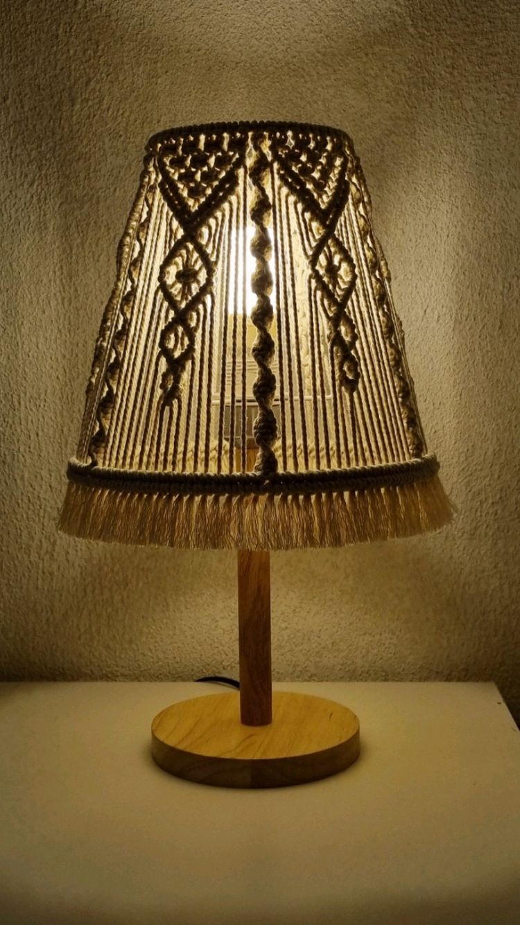 Table Lamp -Steel & Cotton Yorn- Off White - 40x25 cm
