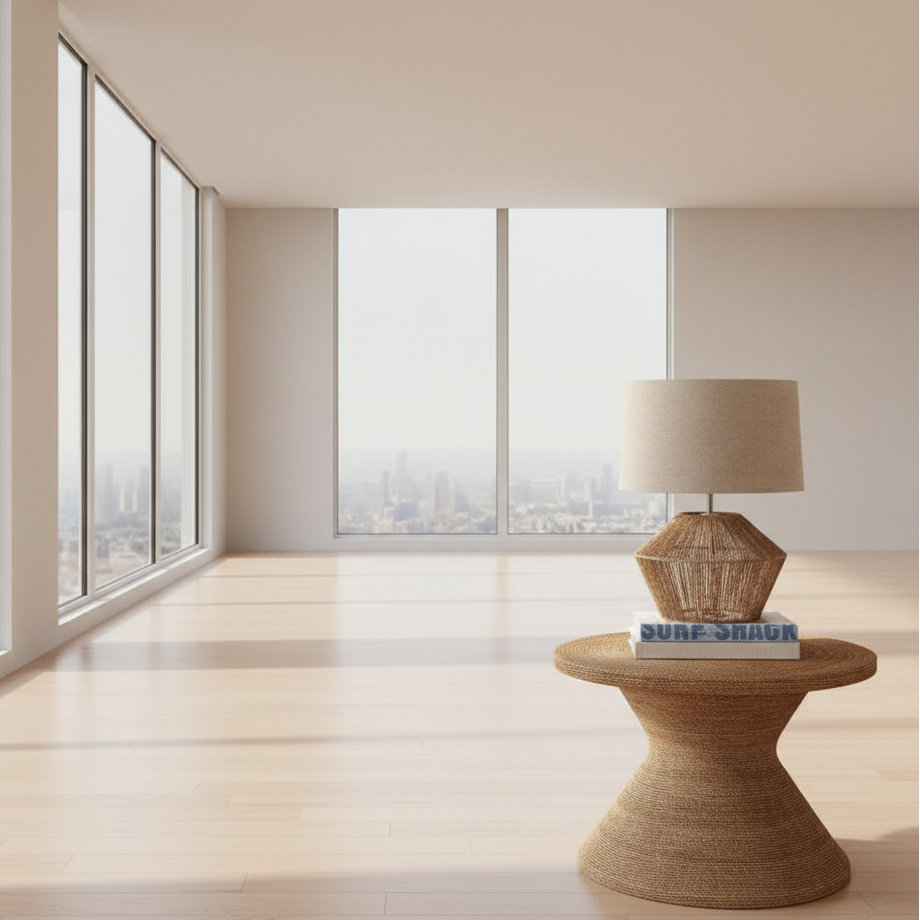 أباجوره- ستيل وخيش - بيج - 45 × 30 سم