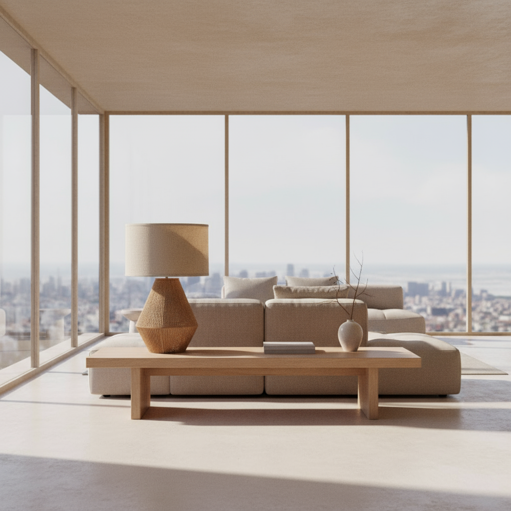 أباجوره- ستيل وخيش - بيج - 45 × 30 سم