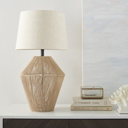 Table Lamp -Steel & Burlap- Beige - 45x30 cm
