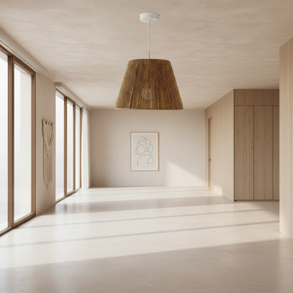 Jute Chandelier - Steel & Burlap- Beige - 35x40 cm