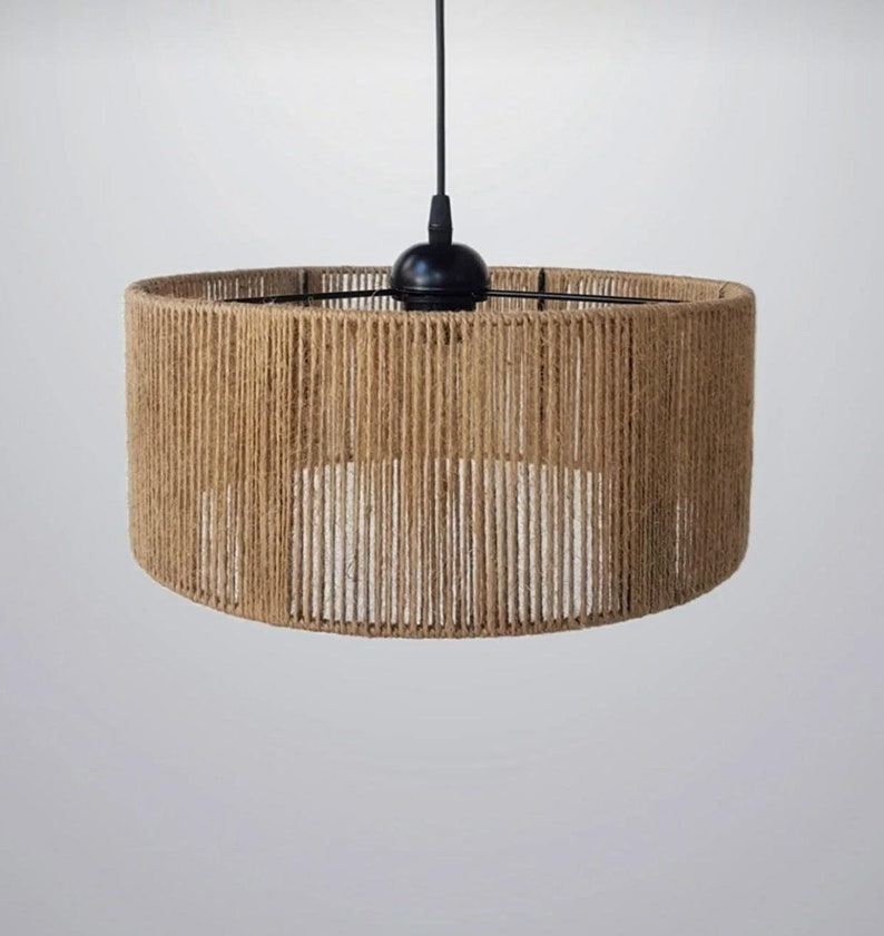 Jute Chandelier - Steel & Burlap- Beige - 15x40 cm