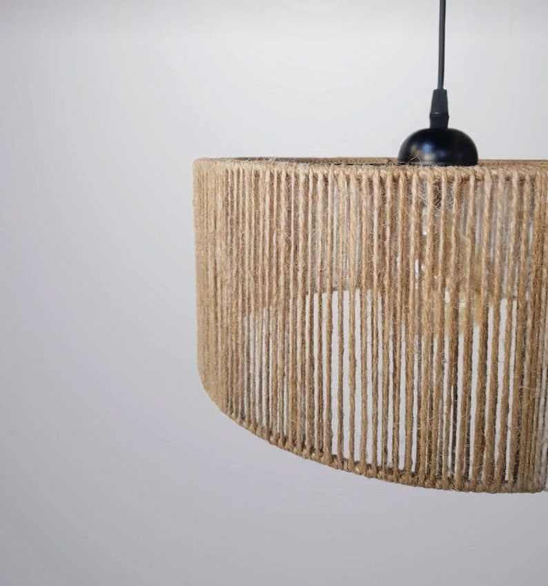 Jute Chandelier - Steel & Burlap- Beige - 15x40 cm