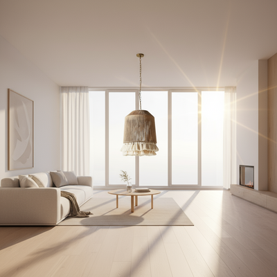 Jute Chandelier - Steel & Burlap- Beige - 50x50 cm