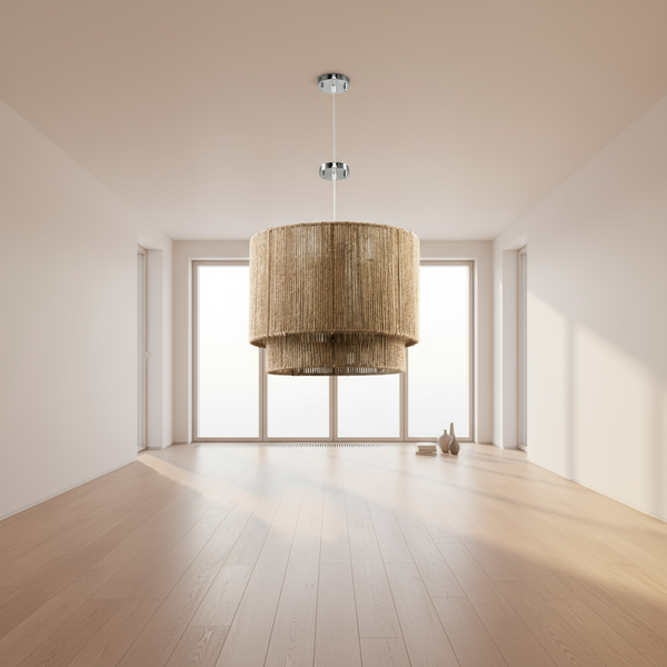 Jute Chandelier - Steel & Burlap- Beige - 30x40 cm