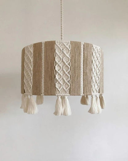Jute Chandelier - Steel & Burlap & Cotto Yorn- Beige & Off White- 30x40 cm