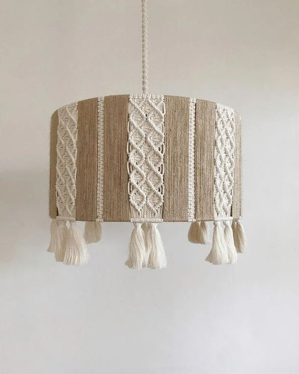 Jute Chandelier - Steel & Burlap & Cotto Yorn- Beige & Off White- 30x40 cm