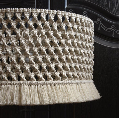 Macrame Chandelier - Steel & Cotto Yorn- Off White- 30x40 cm