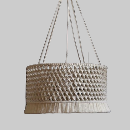 Macrame Chandelier - Steel & Cotto Yorn- Off White- 30x40 cm