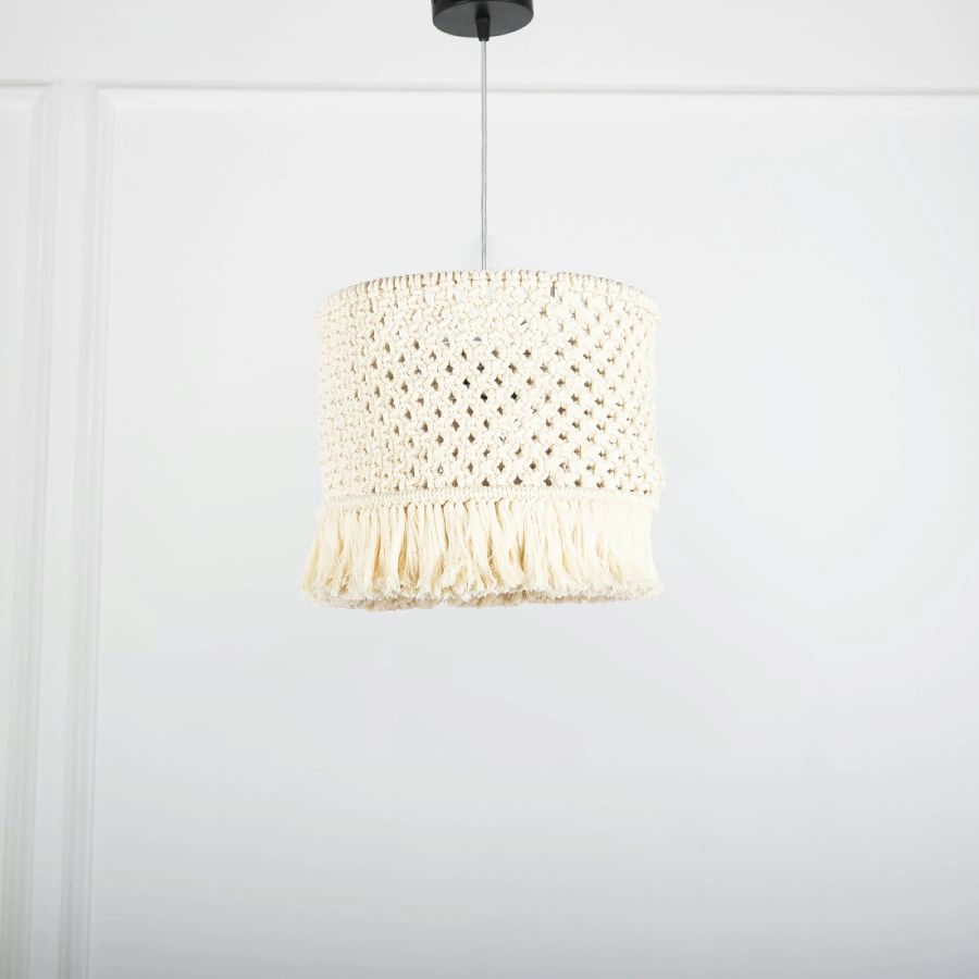 Macrame Chandelier - Steel & Cotto Yorn- Off White- 30x40 cm