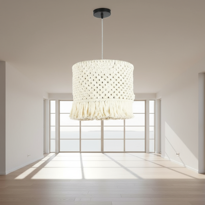 Macrame Chandelier - Steel & Cotto Yorn- Off White- 30x40 cm